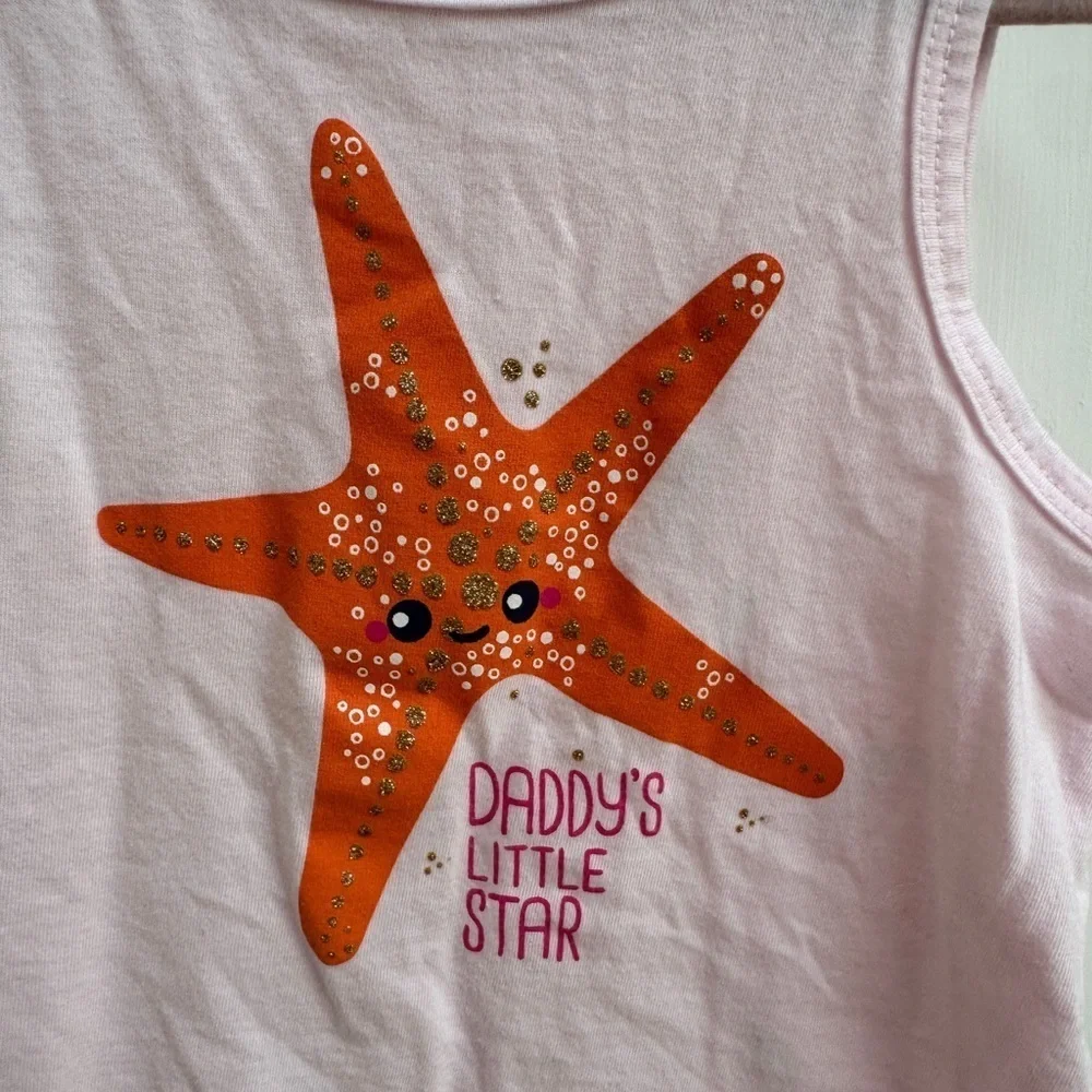 NWOT Cat & Jack 3T Girls Pink Daddy’s Little Star Starfish Tank Top Shirt Blouse
